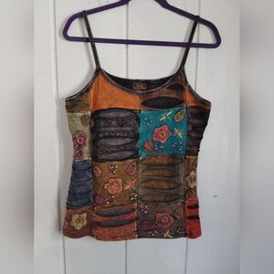 LIKE NEW!! Rising International Multicolor Patchwork Tank Top. Size S